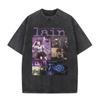 Japanese Anime Serial Experiments Lain Vintage Washed T Shirt Manga Iwakura Girl Sci Fi T-shirts Men 100% Cotton Casual T Shirt