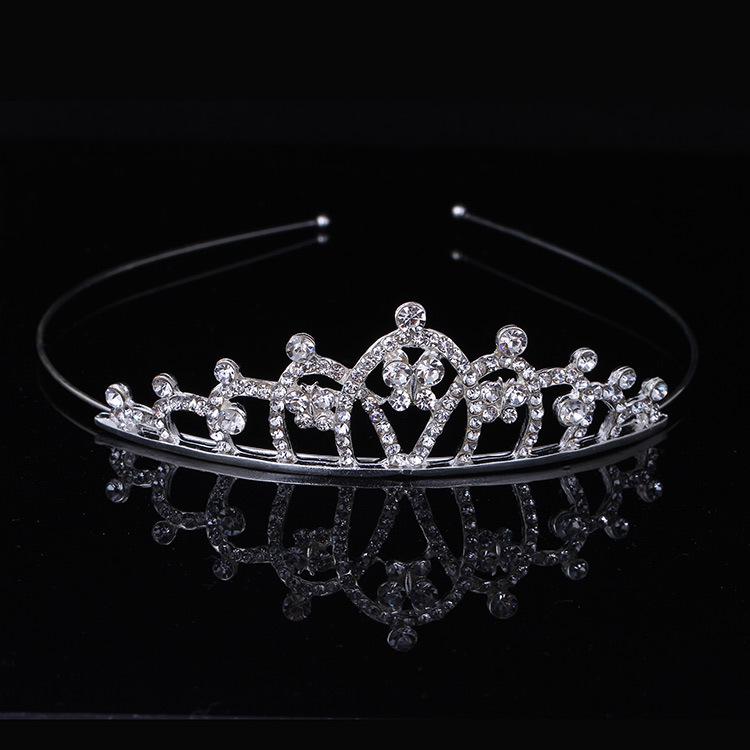 Korean Style Rhinestone Princess Tiara Headband for Children, Student Performance Hair Accessory.