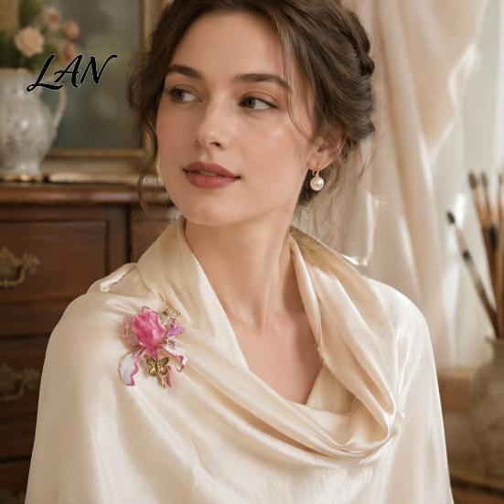 Delicate Luster Pin Iris Butterfly Brooch, Retro Enamel Flower Fairy Lapel Pin, Oxidation Resistant Brooch Vintage Style for Women Coat Dress