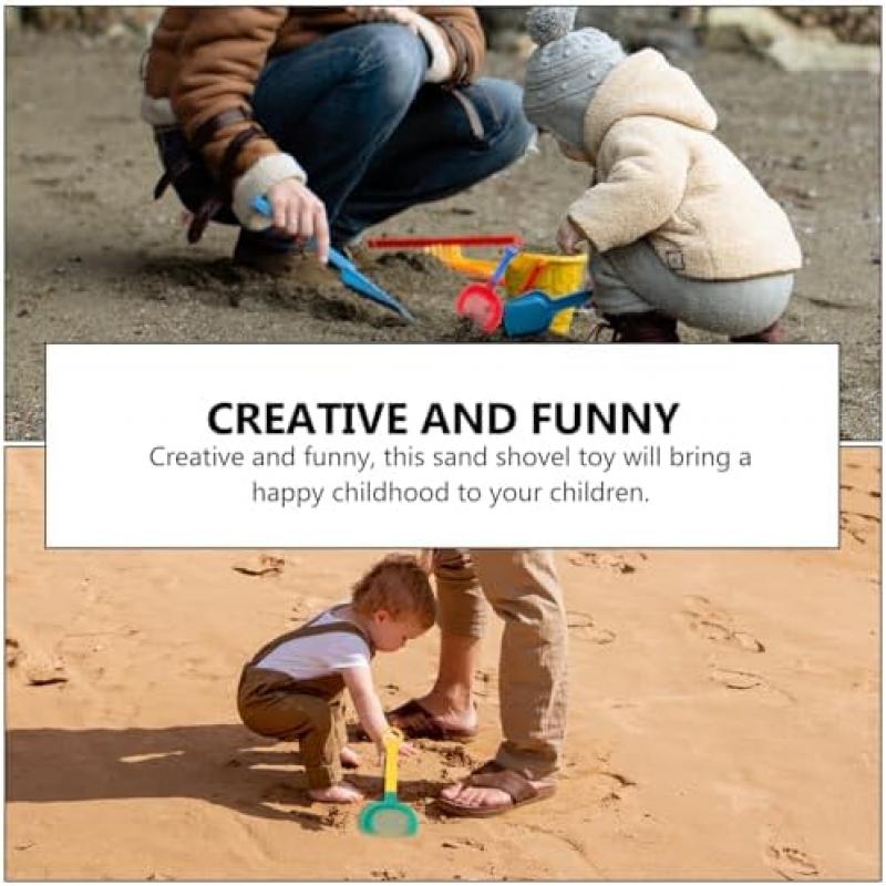 MOLUCKFU 8 Pcs Plastic Sand Shovel Toy Set for Kids, Bright Colors Outdoor Beach Sand & Snow Toys for Toddlers, Easy-Grip for Small Hands