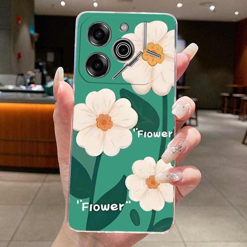 Phone Case For Tecno Pova 6 Pro 5G LI9 Case Tecno Pova 6 5G LI7 Back Cover Luxury Butterfly Flowers Transparent Soft TPU Casing