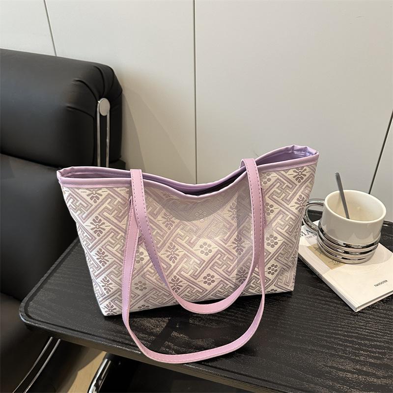 

Сумка большой вместимости женская летняя универсальная новая повседневная на плечо премиальной текстуры сумка-тоут для поездок фиолетовый