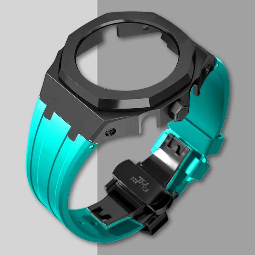 Ny Gen5 Casioak-fodral i rostfritt stål för G-Shock GA2100 Mod-kit Modifieringssats Metallram gummiband för GA2110 GAB2100