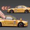 1:24 GTR R34 Alloy Sports Car Diecasts Metal Pull Back Sound And Light Car Model Kids Toy Gift