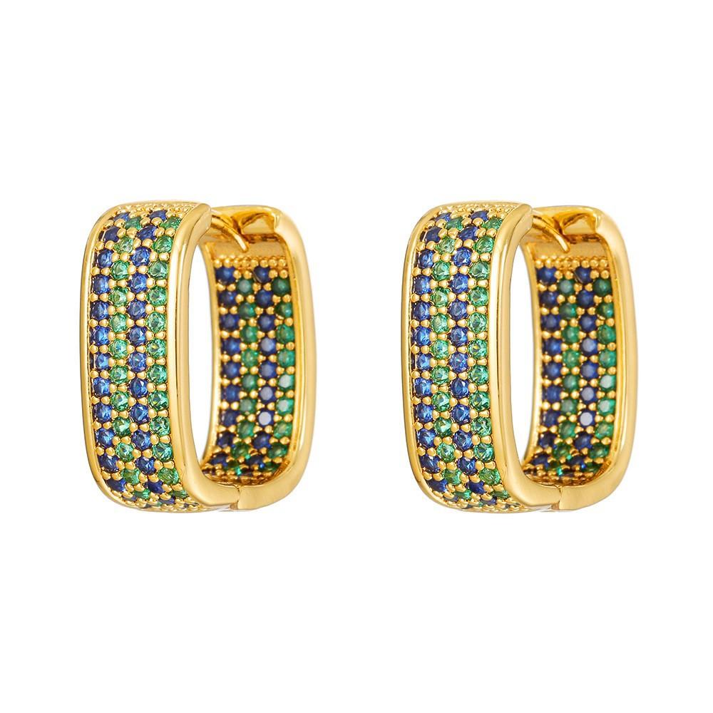 

Copper Plated Real Gold Light Luxury Color Zircon Earrings Vintage Niche Earrings High-End Ear Jewelry U-Shaped Fashion