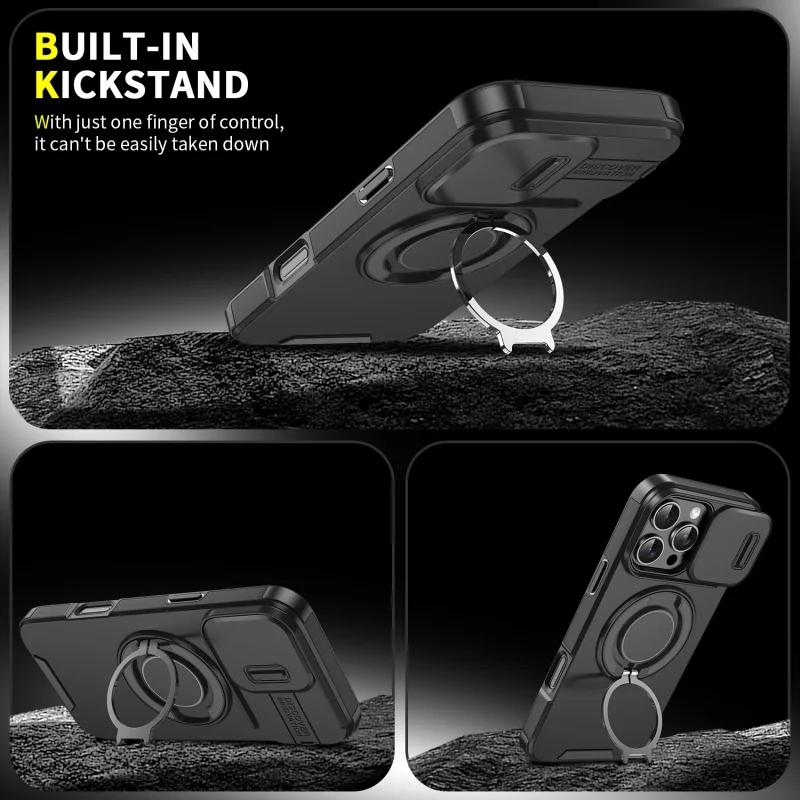 For iPhone 16 Pro Max Plus Magnetic Finger Ring Holder Military Protective Case