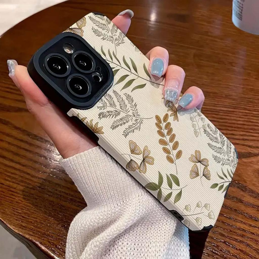 Premium Blätterdesign iPhone 15 Pro Max/14/XR/XS Max Vollkantenschutzhülle