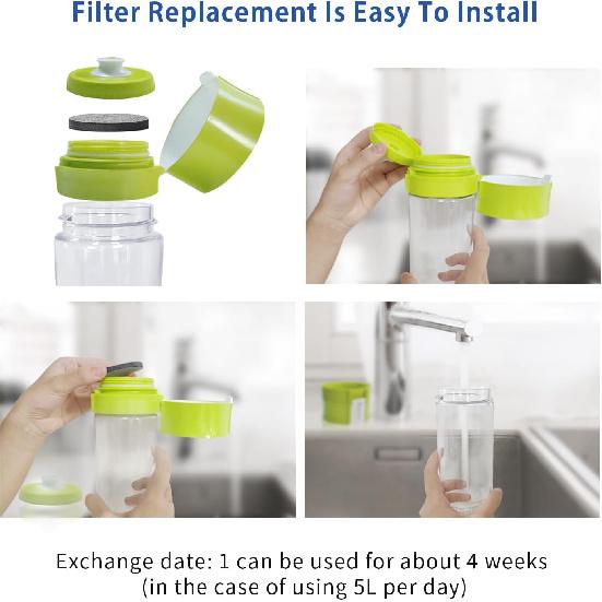 Micro Disc Water Filter Discs for Brita Fill and Go Water Filter Bottles Carafes, Reduce Chlorine, Microparticles and Other Impurities (Pack of 4)