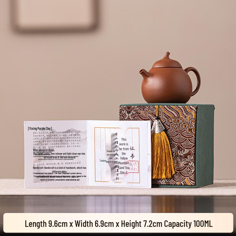 Zisha Pear-Shaped Handmade Zhu Ni Teapot - Small Capacity Kung Fu Tea Set
