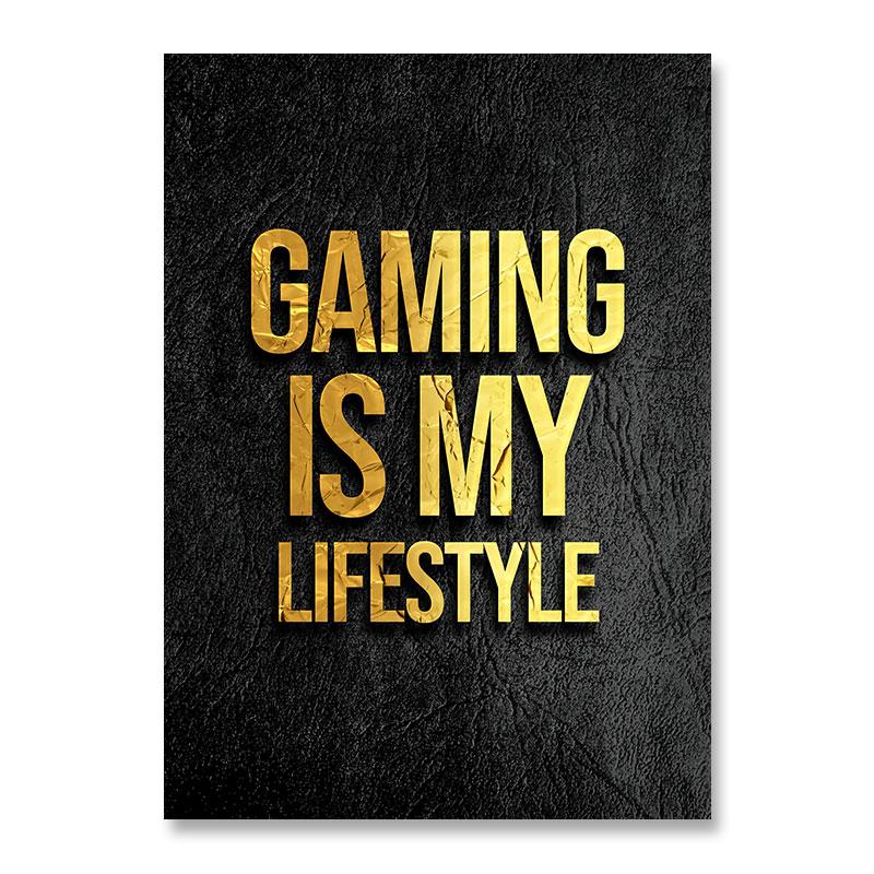 Modern Abstract Gaming Gamer Quotes Canvas Posters Black Golden Game Painting Wall Art for Living Room Kidsroom Decor Cuadros