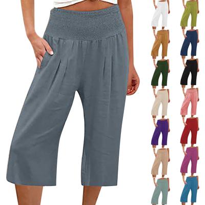 Γυναικεία Καλοκαιρινά Παντελόνια 3/4  Καλοκαιρινά Παντελόνια με Τσέπες Casual Φαρδιά Παντελόνια Υφασμάτινα Παντελόνια Αθλητικά Αναψυχής Παντελόνια Παραλίας