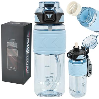 Tritan Water Bottle 600ml with Measuring Cup - Blue