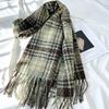 Striped Plaid Scarf Women's New Winter Scarf Thickened Warm Shawl  Warm Neck Scarf Autumn Winter Thickened Coldproof Wrap Scarf