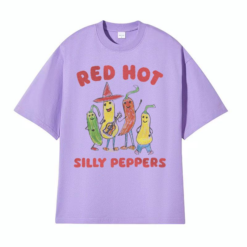 T-shirt Divertenti Meme Red Hot Silly Peppers Uomo Donna Vintage Alta Qualità Top T-shirt Maschio Estivo Casual Comodo Oversize