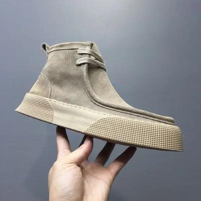 Zapatos Retro de Cuero para Hombre Suela Gruesa Media Caña Pareja Casual Botines Cortos Otoño/Invierno Botines de Tobillo para Hombre Suela Gruesa Botas Desert 2024