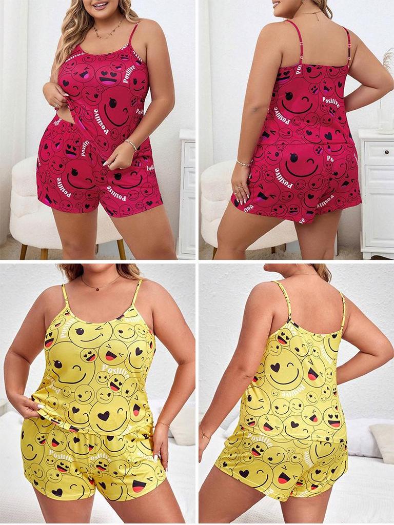 Plus Size Women's Comfortable Pajama Set: Casual Loose Camisole & Shorts