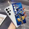 Blue Enamel Flowers with Gold Phone Case for Samsung Galaxy S26 S25 S24 S23 S22 S21 S20 FE Plus Lucency TPU Protection Cover