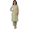 W for Woman Off-White Floral Printed Pure Cotton A-line Kurta and Pants Co-ord Set (Size: M)-WS12336-125449