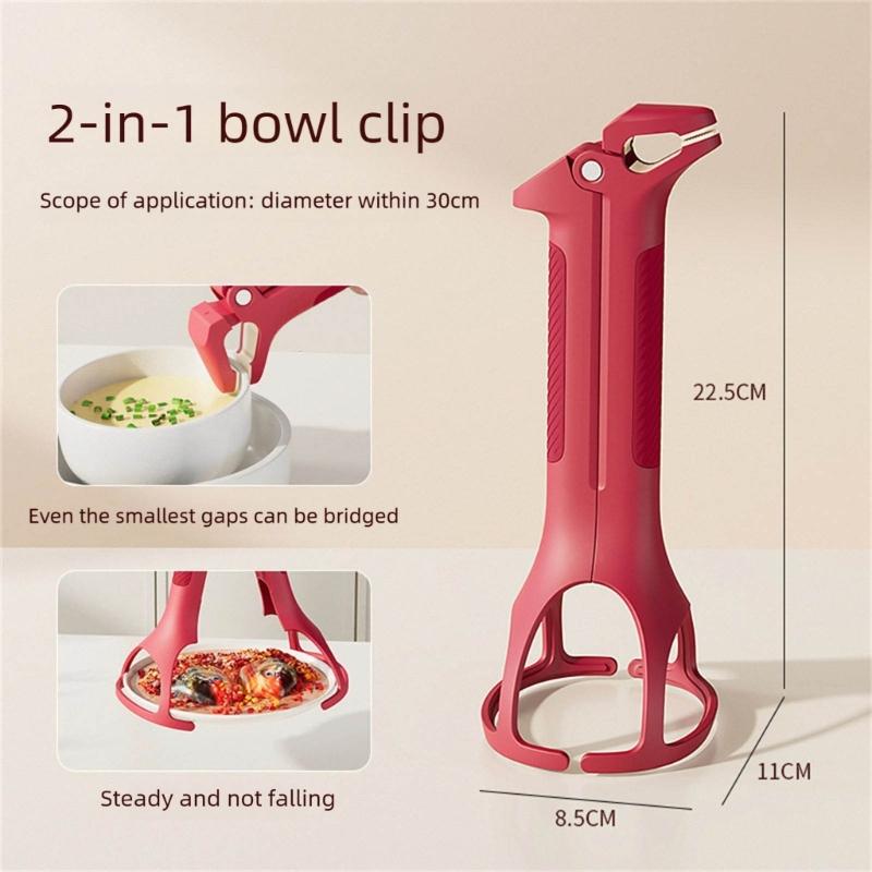 2in1 Hot Plate Gripper,Kitchen Hot Dish Bowl Plate Clip Antis Scalding Dish Plate Tongs for Oven Steamer Air Fryers Pan
