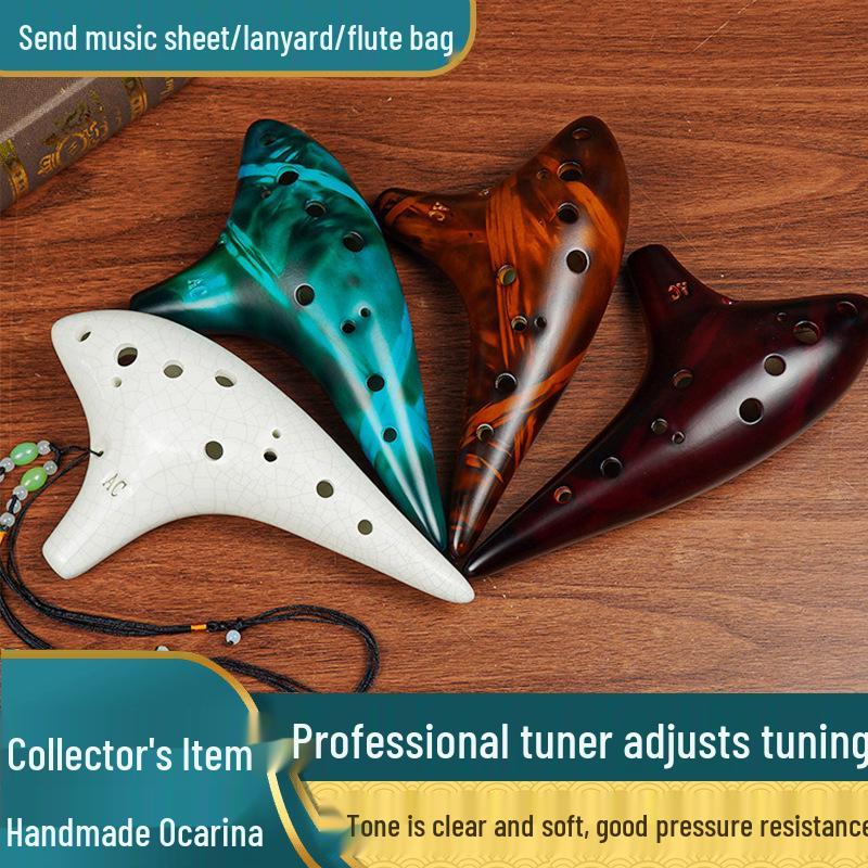 Alto C Key 12-Hole Smoked Ocarina for Professionals and Beginners