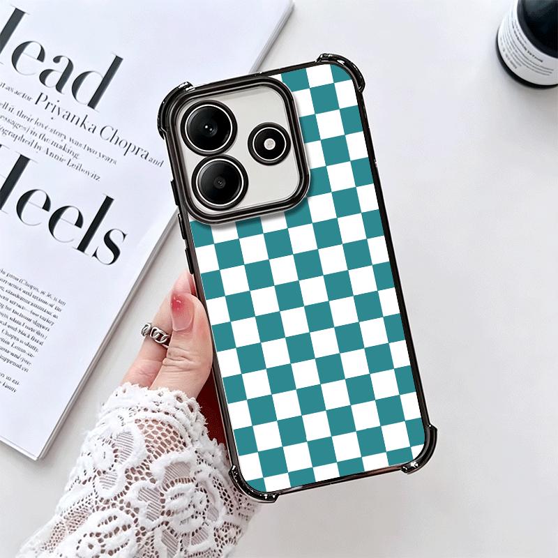 Retro Classic Chess Board Grid Soft Phone Case For Xiaomi Redmi Note 14 15 Pro Plus 13 12 11S 11T 5G 10 9S 9 Plating Anti-Fall F