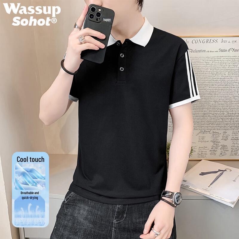 Wassup Sohot Men s Striped Polo T-Shirt M