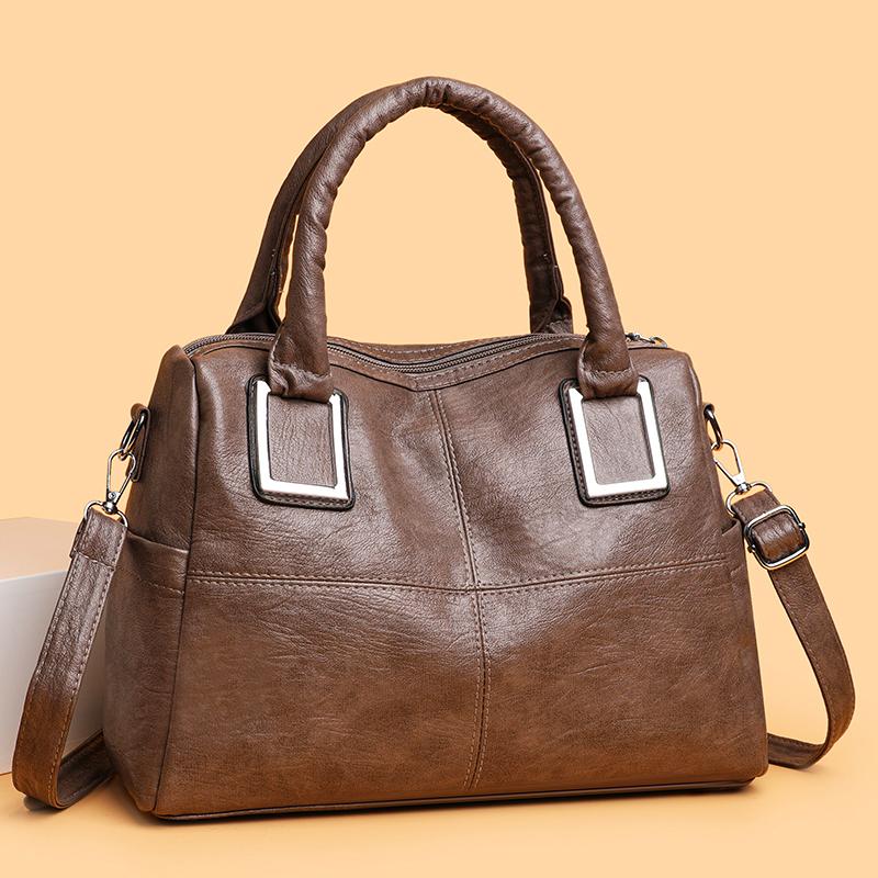 Chic Women's Leather Top-Handle Bag Versatile Crossbody Purse for Daily & Casual Use