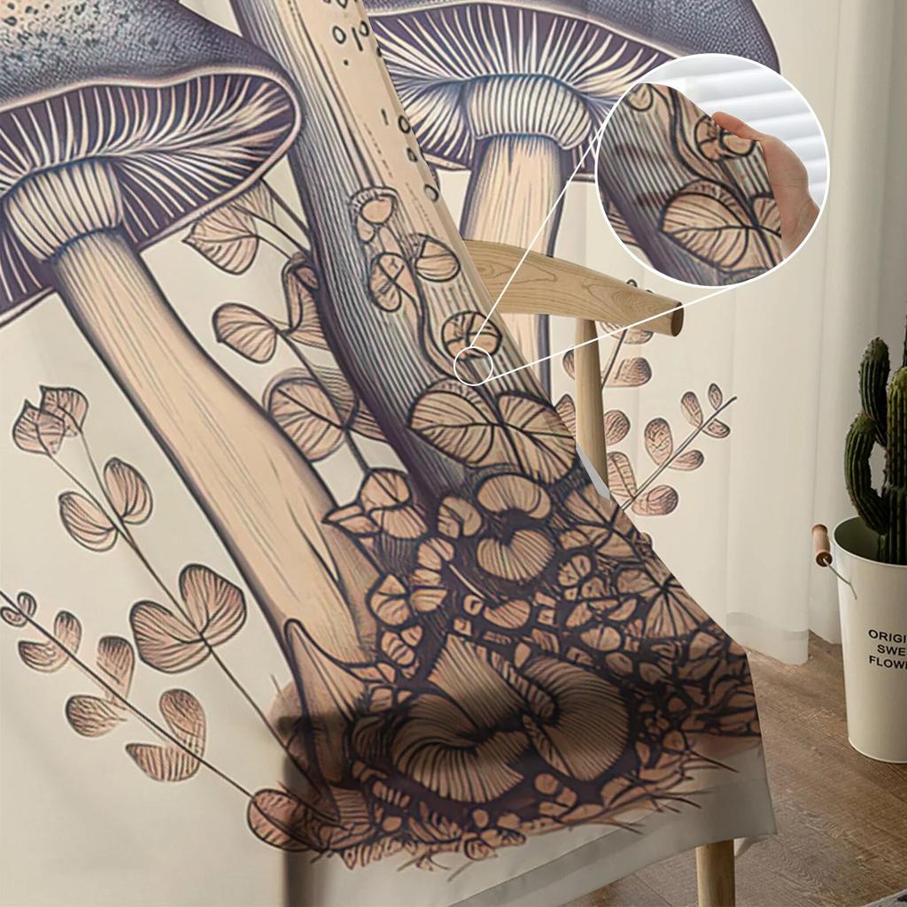 Mushrooms Leaves Tulle Curtains For Living Room Sheer Curtain For Bedroom Window Blinds Voile Curtains