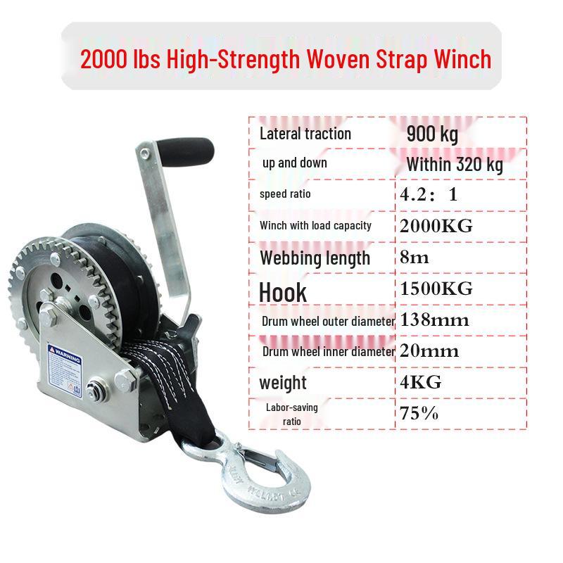 Portable Hand-Cranked Winch for Yacht Trailers and Lifting Cranes—Multiple Models Available