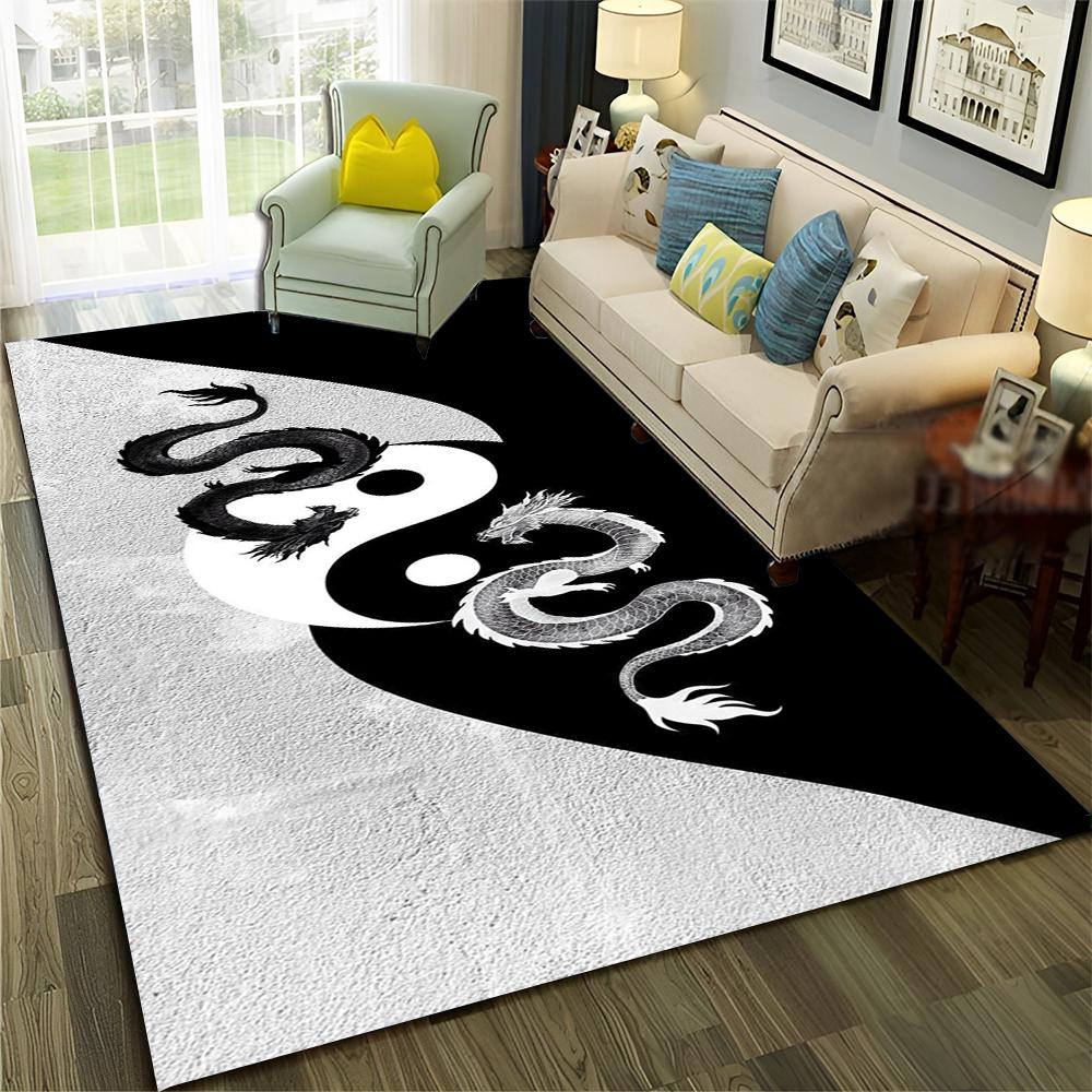 Chinese 3D Tai Chi Bagua Yin Yang  Carpet Rug for Home Living Room Bedroom Sofa Doormat Decor,Child Area Rug Non-slip Floor Mat