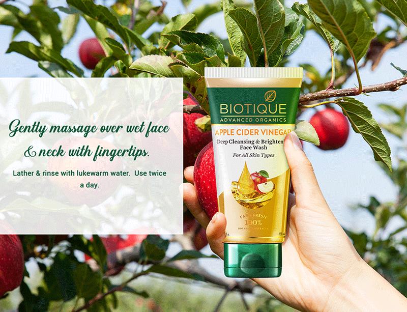 Biotique Apple Cider Vinegar Face Wash 150ml | Deep Cleansing & Exfoliation | 100% Botanical Extracts for Fresh Skin