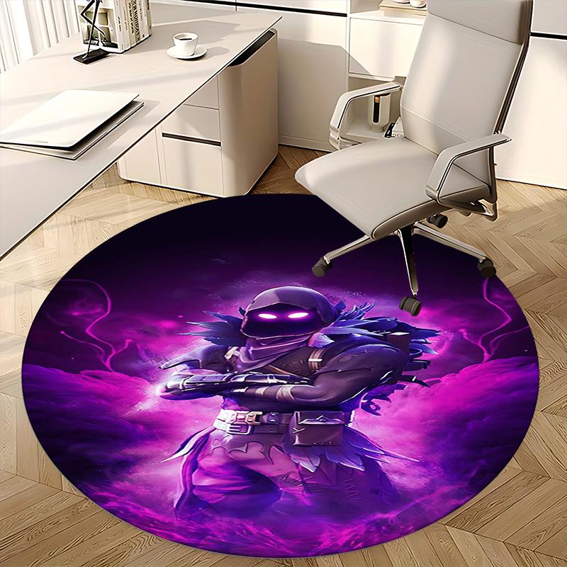 Fortnite Skin,Purple Feather Armor Chair mat Round Rug Office carpet, Machine Washable, Non slip, Suitable for Living Rooms, Bedrooms