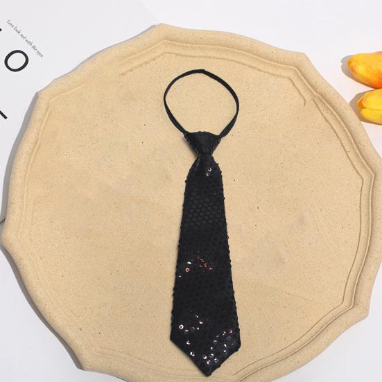 Cravatta da uomo con paillettes lucide, stile vintage formale, da lavoro, regolabile, elastica, tinta unita, leggera, per abito, gilet, spettacolo teatrale