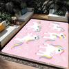 Flannel Printed Unicorn Rug Pink White Rainbow Pattern Kids Room Decor Soft Floor Mat For Girls Bedroom Playroom And Gaming Area