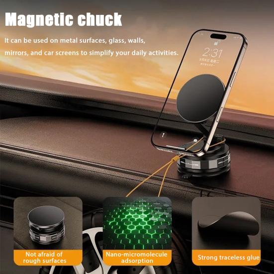 Magnetic Phone Holder Adjustable Vacuum Suction Cup Mount for Car Windshield Table Gym Universal Smartphone Stand