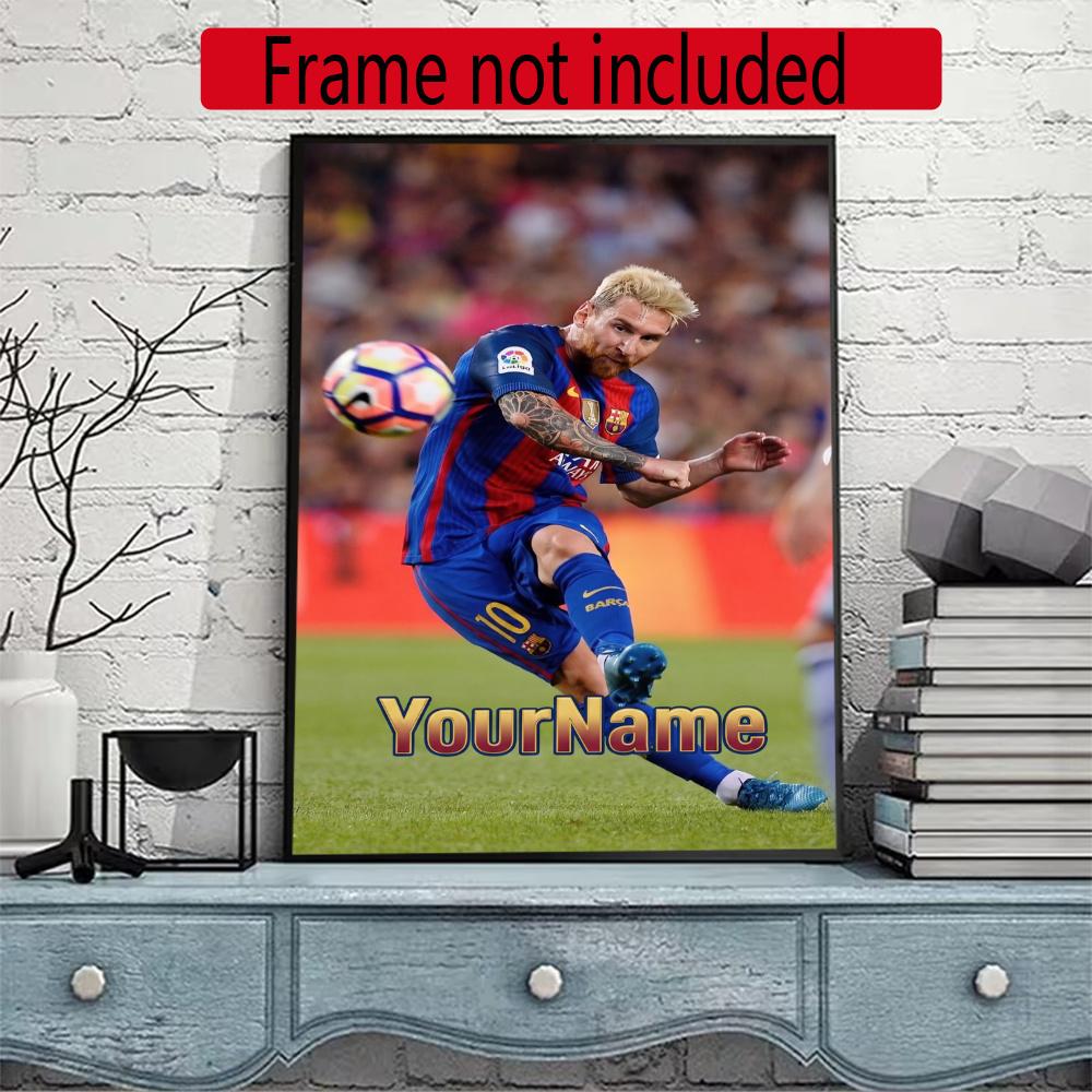 Messi Customize Your Name Diamond Painting Round Diamond Diy Frameless Holiday Artwork Suitable For Home Office Wall Decoration