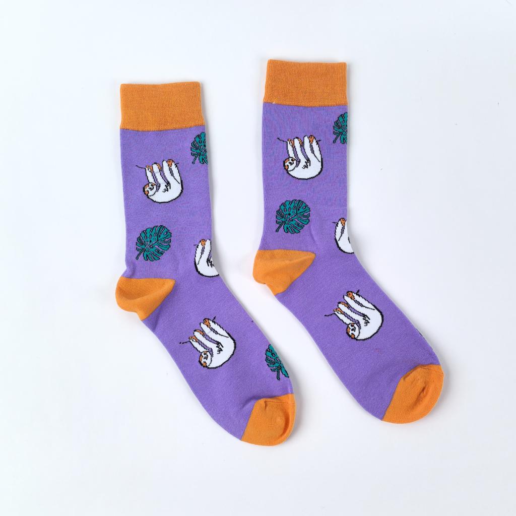 1 Pair Of Cartoon Cute Animal Pattern, Sloth, Spotted Dog Printed, Fashionable And Comfortable Men's And Women's  Mid-calf Socks