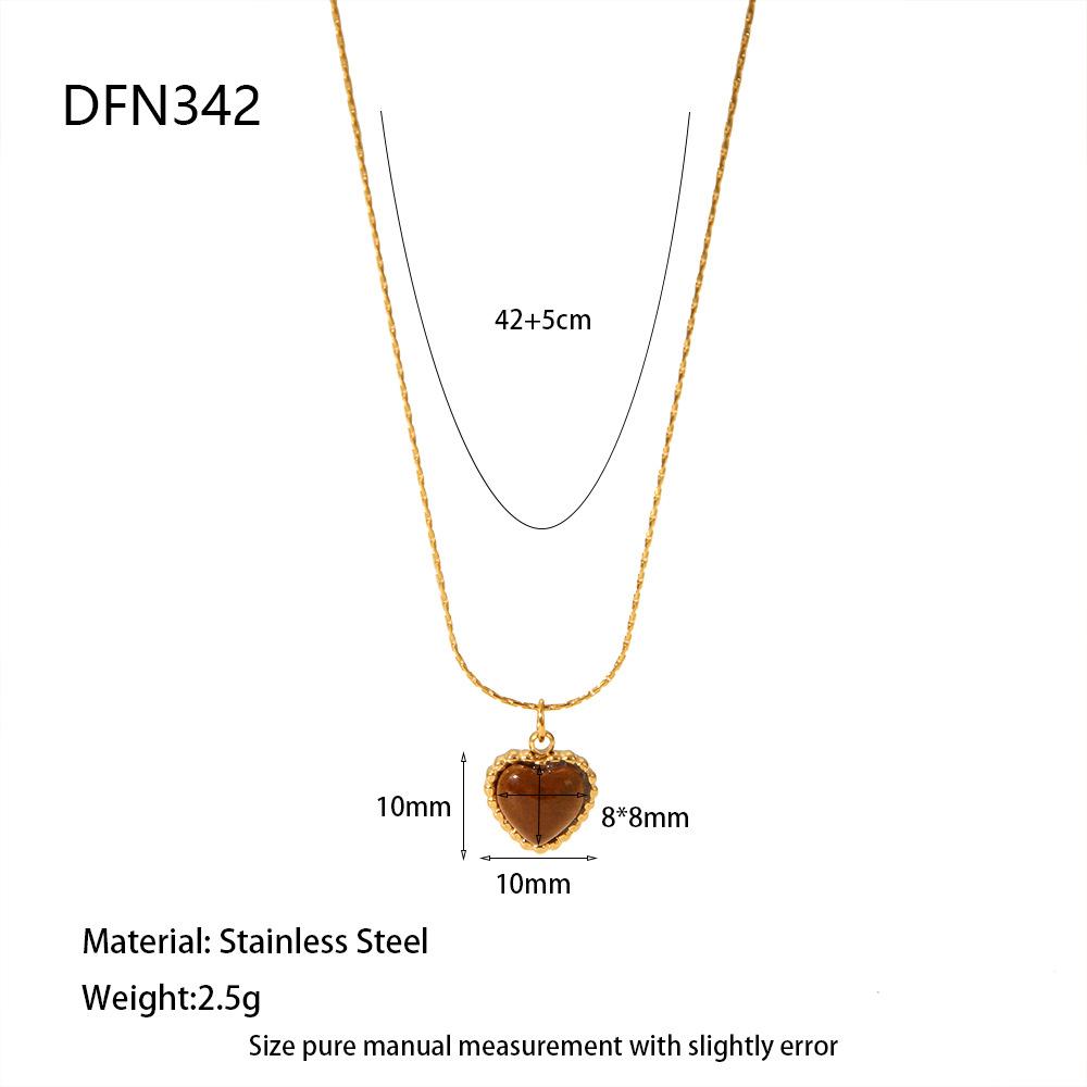 Trendy Stainless Steel Tiger Eye Stone Geometric Pendant Necklace for Women Fashion Jewelry