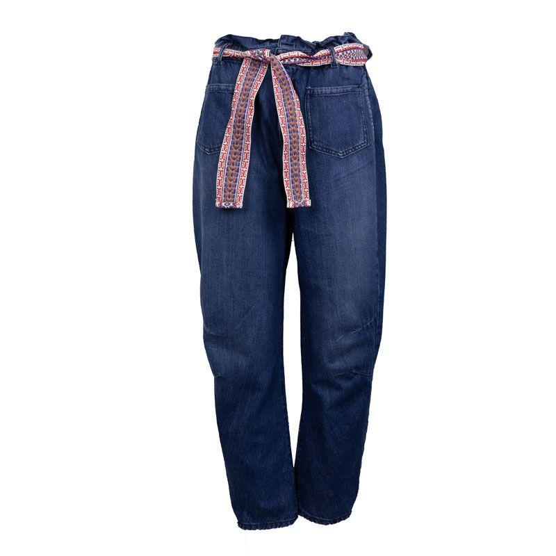 

Темно-синие джинсы с тканым поясом в этническом стиле Женские PLEASE XXS синий