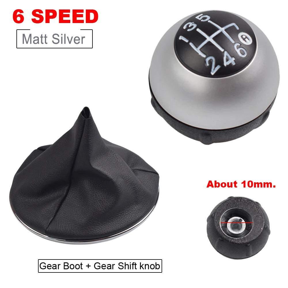 6 Speed Gear Shift Knob Shift Transmission Lever Knob Manual For Fiat 500 2012-2018 Chrome+Red 55344048