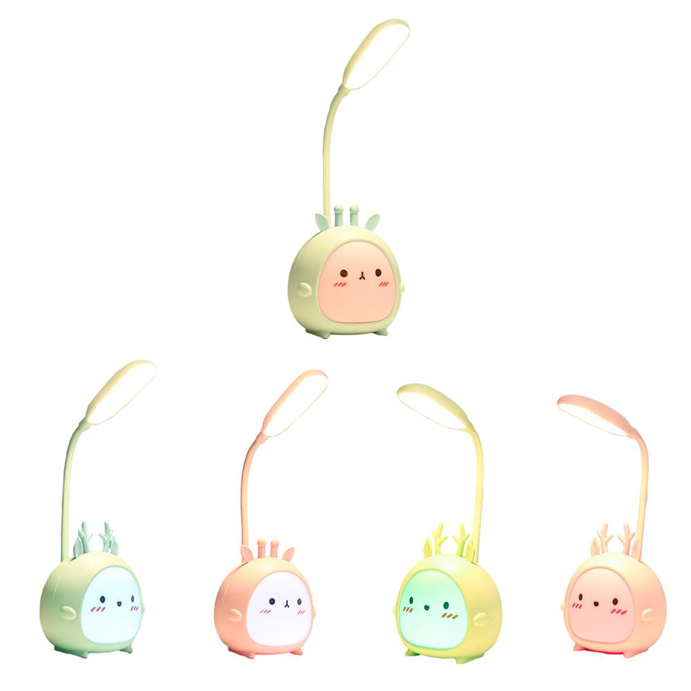 Portable LED Table Lamps 3 Lighting Modes Cartoon Deer Eye Protection USB Charging Reading Desk Light Night Light