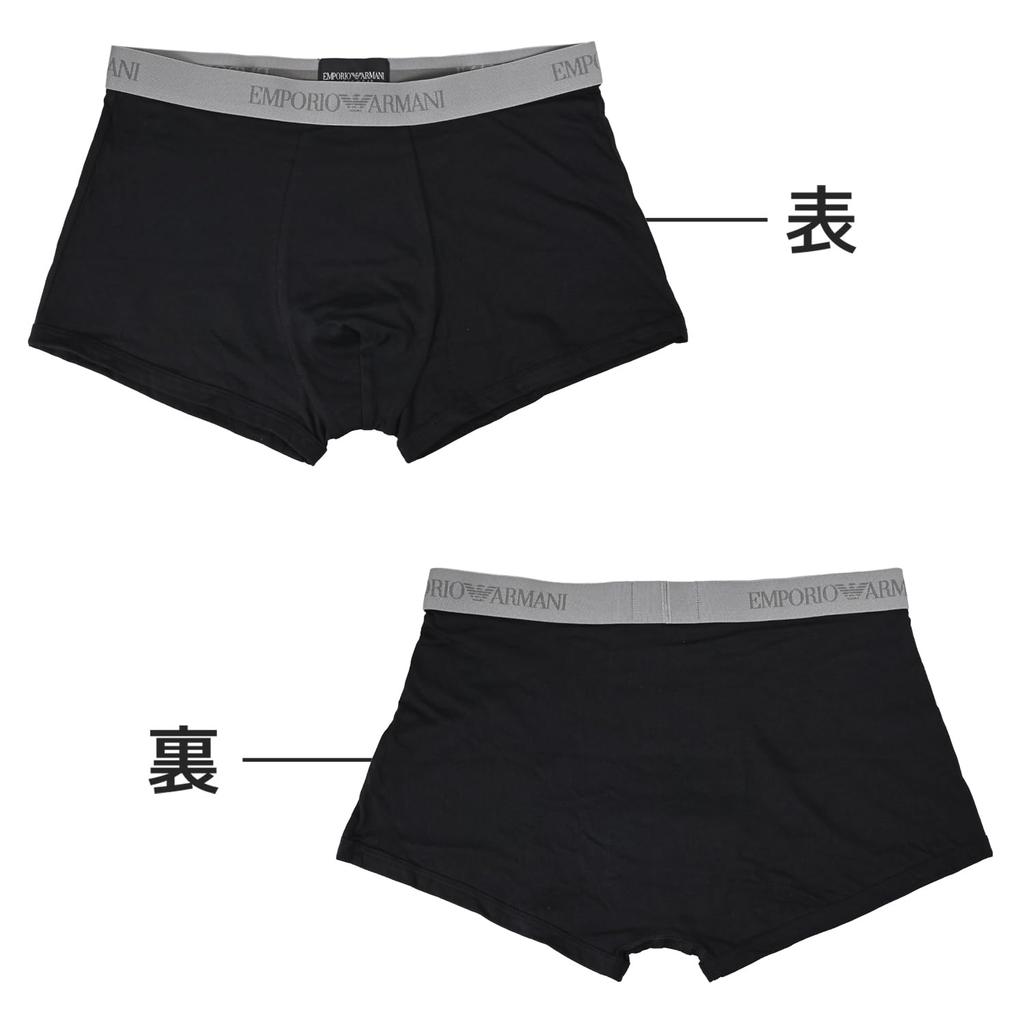 Emporio Armani men's boxer briefs, plain with logo, 3-pack, XL size, black/gray, EM000260 AF20671 MC374, Made in Italy [Parallel Import]