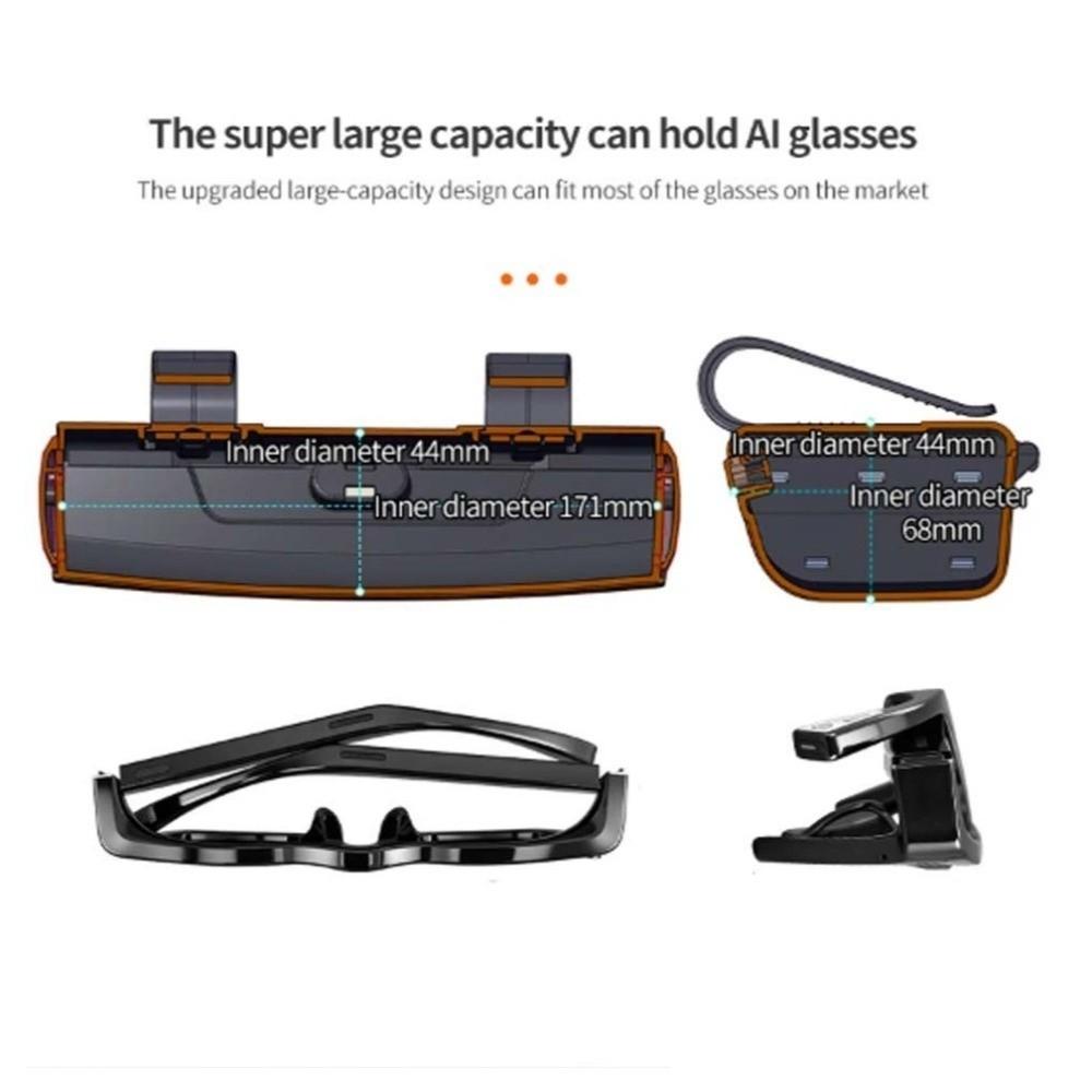PU Leather Sun Visor Glasses Holder Glasses Protection Storage Box  Can Store AI Glasses