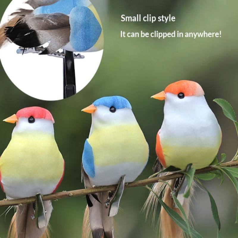 6Pcs Simulation Feather Birds Models Fake Foam Animal Artificial Birds Diy Wedding Home Garden Ornament Decoration