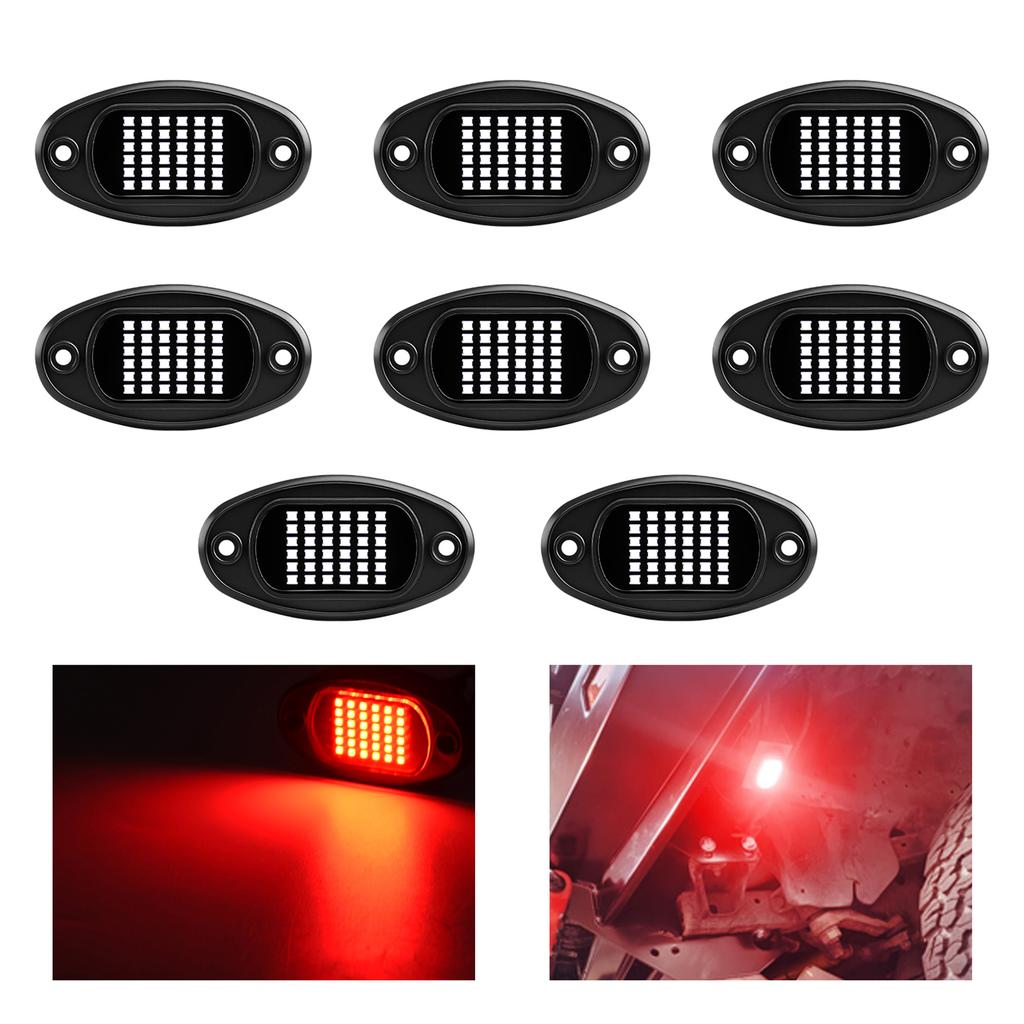 8 Pods Rock Lights, 36 LEDs Underglow Lights for Truck SUV UTV ATV Car Boat Motorcycle Red Light