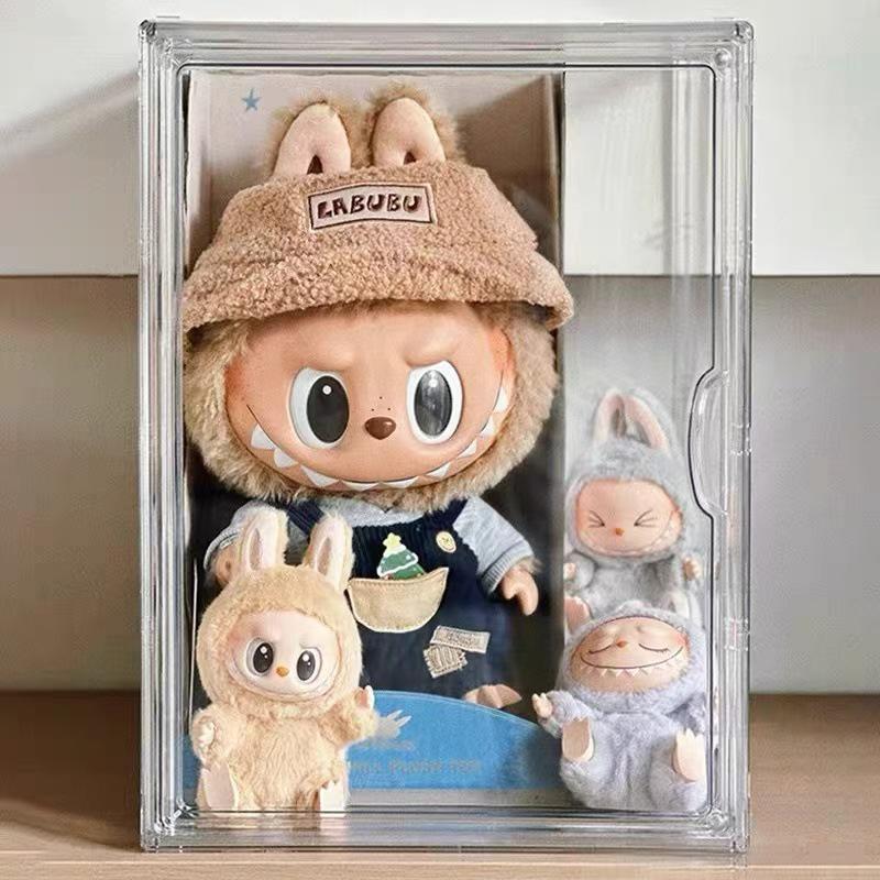 Transparent Vinyl Labubu Doll Display Storage Box for Pop Mart Figurines