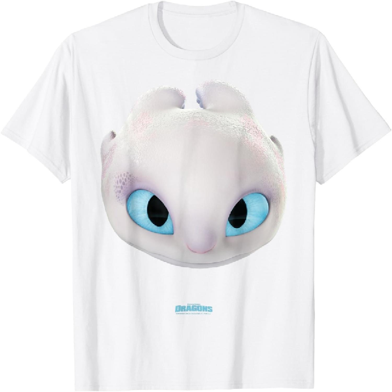 DreamWorks Dragons Light Fury Big Face Costume 3D T-Shirt S белый