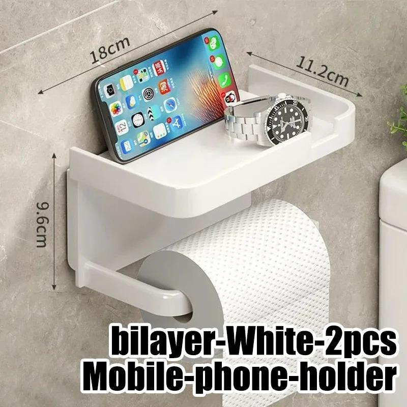 Waterproof Wear Resistant Autohesion Mobile Phone Holder Roll Paper Box Wall Mounted Toilet Accessories Tissue Hanger Bathroom