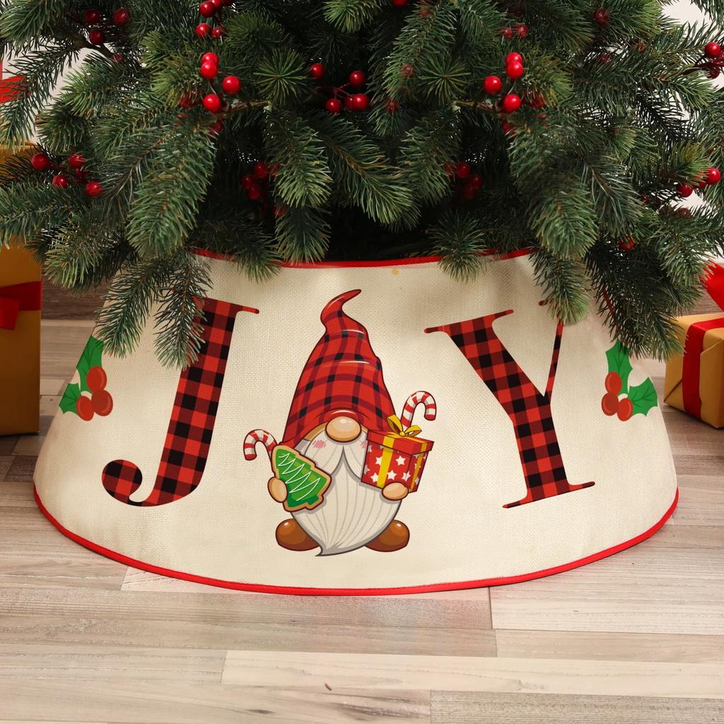 3D Round Plush Christmas Tree Skirt - Decorative Tree Base Cover Festive Christmas Scene Fence Ideal for Holiday Decorations