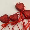 10pcs Exquisite Glitter Hearts Stick Foam Flower Bouquet Red Heart Branch DIY Vase Pick Stick Wedding Accessory